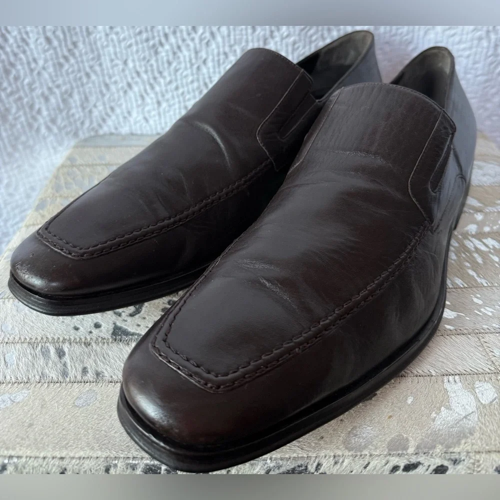 Bruno Magli Dark Brown Leather Loafers – Men’s 14 | Made in Italy